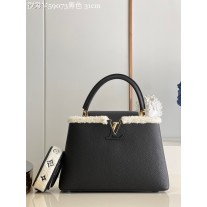 Louis Vuitton Capucines Medium Structured Crossbody Satchels Black