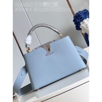 Louis Vuitton Capucines Taurillon Studded MM Smoke Blue