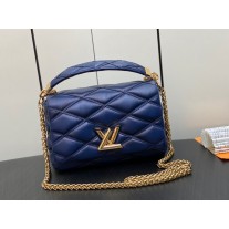 Louis Vuitton GO-14 MM Malletage Leather Bag Navy Blue
