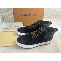 Louis Vuitton Men High Top Sneakers Calf Leather Black
