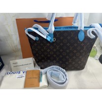 Louis Vuitton Neverfull Bandoulière Inside Out MM Monogram Blue