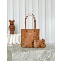 MCM Liz Visetos Shopper Small Cognac