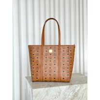 MCM Medium Aren Top-Zip Shopper in Visetos Brown