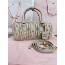 Miu Miu Arcadie Matelassé Nappa Leather Bag Taupe