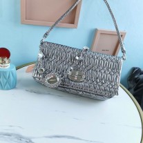 Miu Miu Iconic Crystal Cloqué Nappa Leather Bag Silver