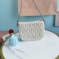 Miu Miu Iconic Crystal Cloqué Nappa Leather Bag White
