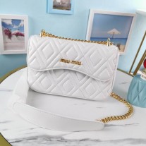 Miu Miu Matelassé Leather Chain Bag White