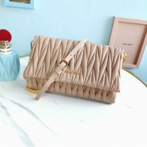 Miu Miu Matelassé Nappa Leather Shoulder Bag Cameo