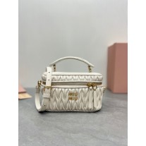 Miu Miu Matelassé Nappa Leather Shoulder Bag White