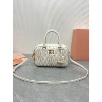 Miu Miu Matelassé Nappa Leather Top-Handle Bag 24CM White