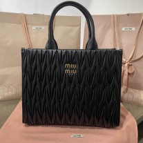 Miu Miu Matelassé Nappa Leather Tote 5BG258 Black