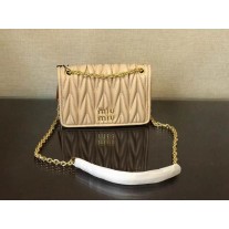 Miu Miu Matelasse Leather Chain Bag Khaki