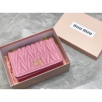 Miu Miu Matelasse Leather Chain Bag Pink