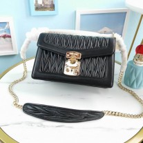 Miu Miu Miu Confidential Matelassé Nappa Leather Bag 5BD083 Black