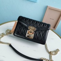 Miu Miu Miu Confidential Matelassé Nappa Leather Bag Black