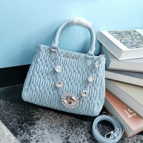 Miu Miu Miu Crystal Nappa Leather And Crystal Handbag Blue