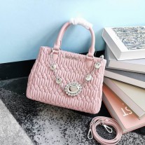 Miu Miu Miu Crystal Nappa Leather And Crystal Handbag Pink