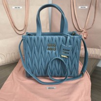 Miu Miu Nappa Leather Tote 5BG263 Blue