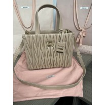Miu Miu Nappa Leather Tote 5BG263 Taupe