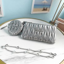 Miu Miu Shine Matelassé Shoulder Bag Silver