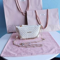 Miu Miu Spirit Matelassé Leather Mini Bag White