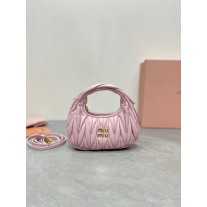 Miu Miu Wander Matelassé Nappa Leather Hobo Mini-Bag Pink