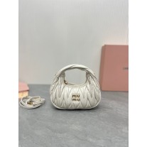 Miu Miu Wander Matelassé Nappa Leather Hobo Mini-Bag White