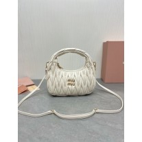 Miu Miu Wander Matelassé Nappa Leather Mini Hobo Bag White