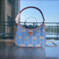 Pinko Logo-Print Denim Tote Bag