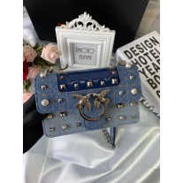 Pinko Small Love Jeans Bag in Denim & Leather