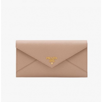 Prada 1MH037 Leather Wallet In Apricot