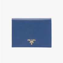 Prada 1mv412 Leather Passport Holder In Navy Blue