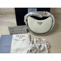 Prada Arqué Leather Shoulder Bag White
