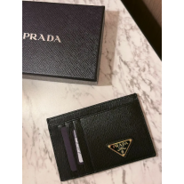 Prada Saffiano Leather Card Holder Black