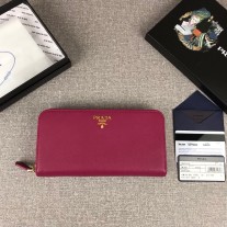 Prada Large Saffiano Leather Wallet 1ML506 Fuchsia