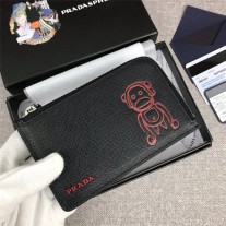 Prada Men's Vitello Micro Grain Leather Card Holder 2MC021 Black Pradamalia