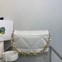 Prada Padded Nappa Leather Shoulder Bag White 1BD306