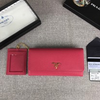 Prada Saffiano Leather Flap Wallet 1MH132 Fuchsia
