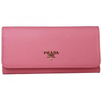 Prada Saffiano Leather Wallet Dark Pink