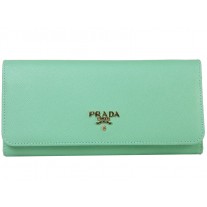 Prada Saffiano Leather Wallet Green