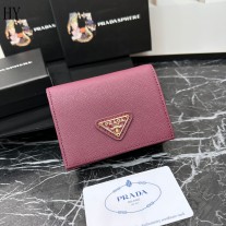 Prada Small Saffiano Leather Wallet 1MV021 Fuchsia