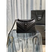 Saint Laurent College Medium Chain Bag Quilted Leather All Black