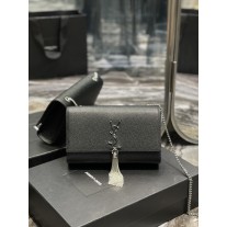 Saint Laurent Kate Chain Bag Caviar Leather Black Silver Hardware