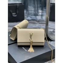 Saint Laurent Kate Chain Bag Leather Beige