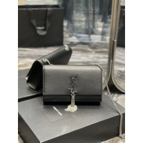 Saint Laurent Kate Chain Bag Smooth Leather Black Silver Hardware
