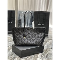 Saint Laurent Large Shopping Tote Waxy Calfskin Leather Black