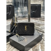 Saint Laurent Lou Mini Shoulder Bag 520534 Embossed Calfskin Leather Black