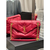 Saint Laurent Puffer Large Shoulder Bag Red Gold Hardware