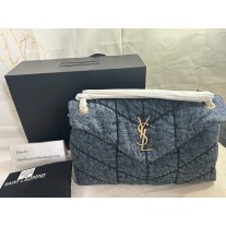 Saint Laurent Medium Loulou Puffer Bag In Denim Blue