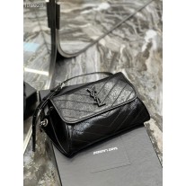 Saint Laurent Niki Body Bag 28cm Crinkled Vintage Leather Black